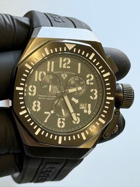 Swiss Legend Trimix Diver 10541 Chronograph Day-Date Gunmetal SS 45mm Watch